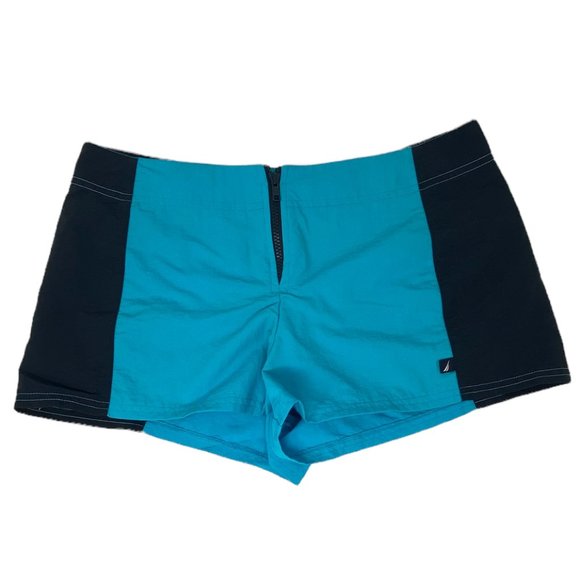 Nautica Other - Ladies NAUTICA Swim Shorts ~ Two Tone Blue ~ Nylon ~ Zipper Front ~ Size M